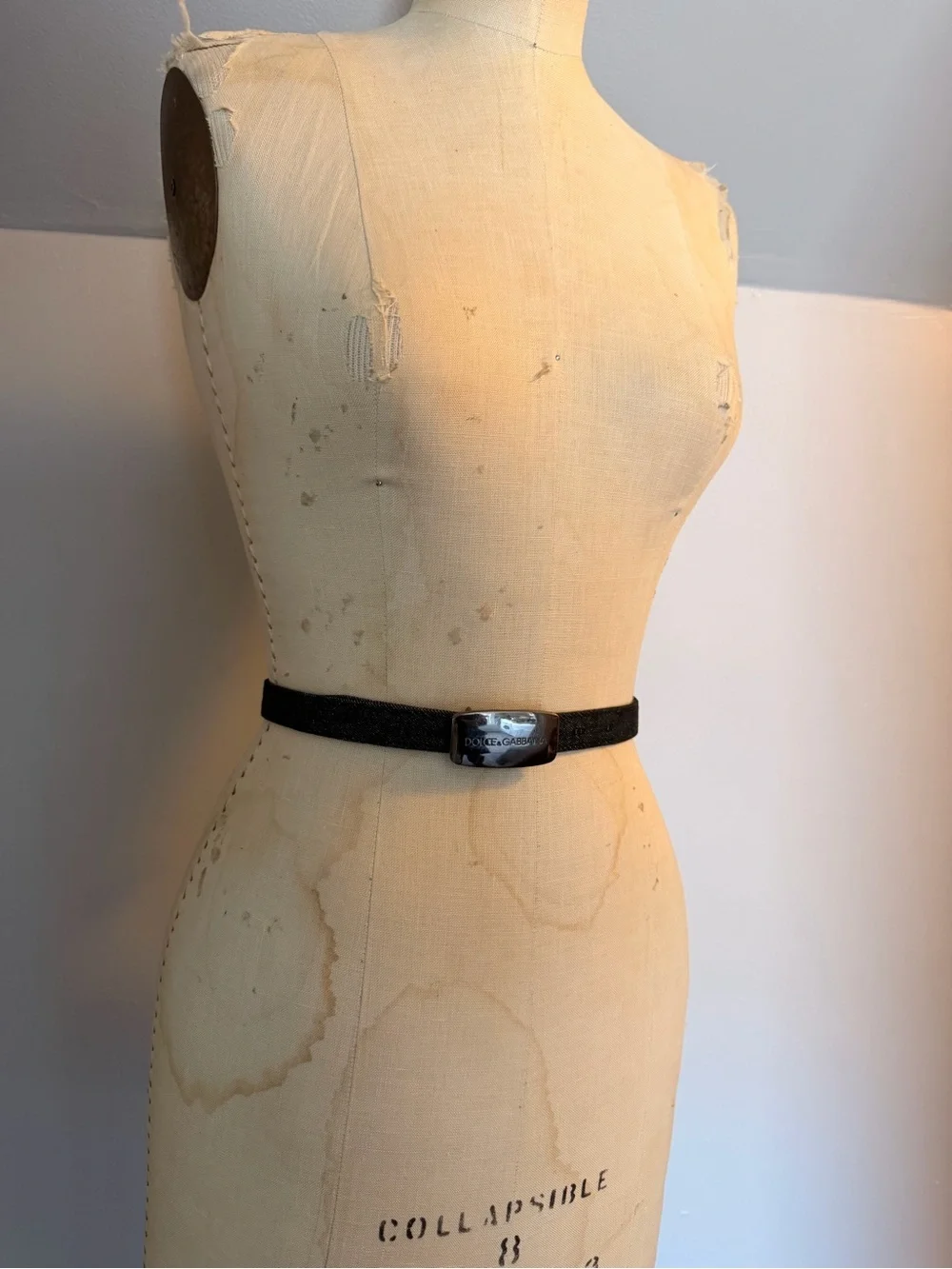 Dolce & Gabbana Reversible Black Denim and burgundy leather belt